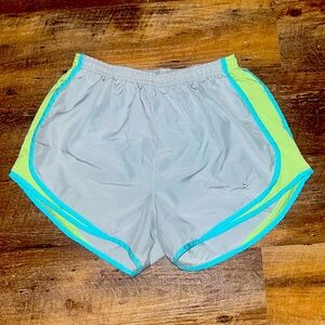gray/green/teal nike shorts